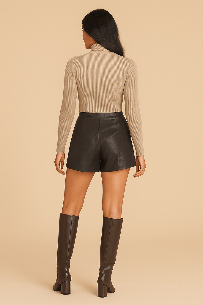 Metallic Black Trouser Shorts - MISRED