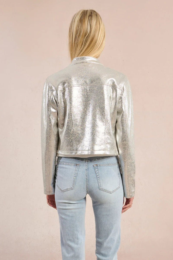 Metallic Silver Moto Jacket - MISRED