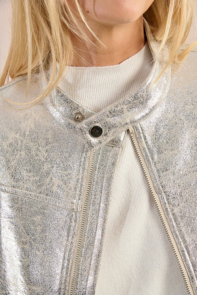 Metallic Silver Moto Jacket - MISRED