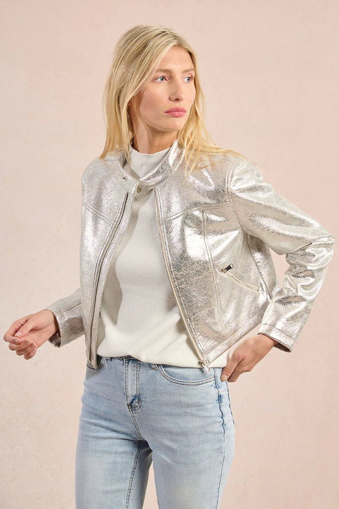 Metallic Silver Moto Jacket - MISRED