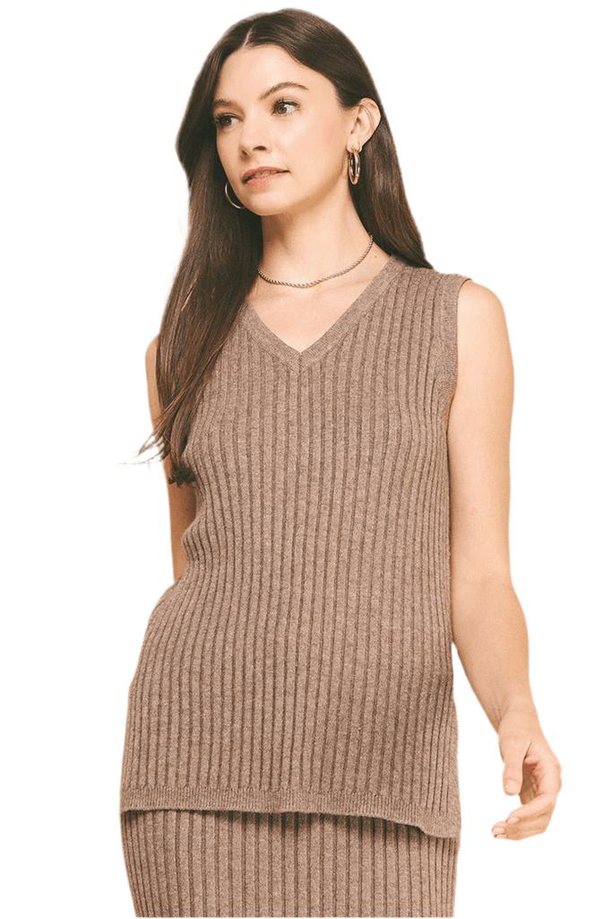 Mocha Ribbed Knit Tank - MISRED