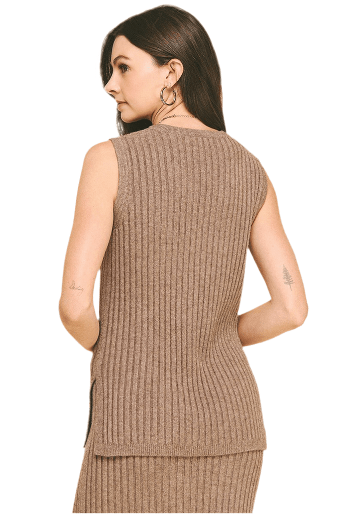 Mocha Ribbed Knit Tank - MISRED