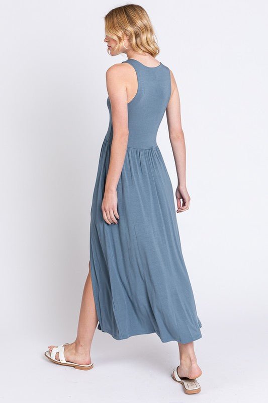 Modal Slitted Sleeveless Maxi Dress - MISRED