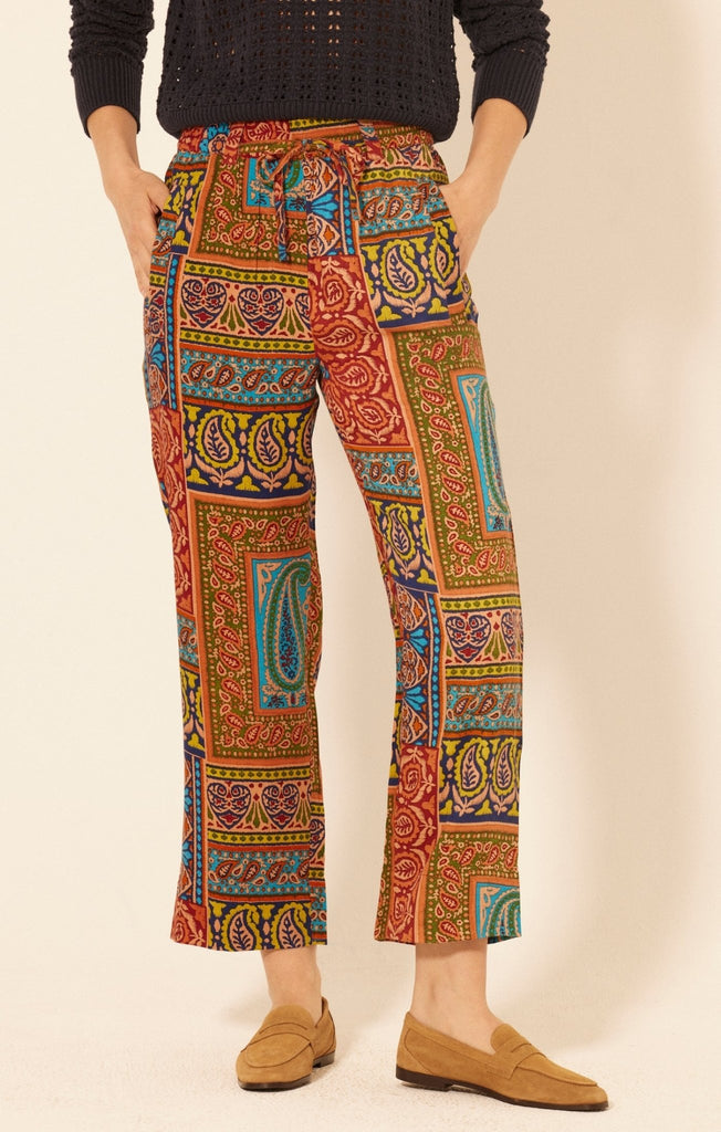 Multicolor Patchwork Print Pants - MISRED