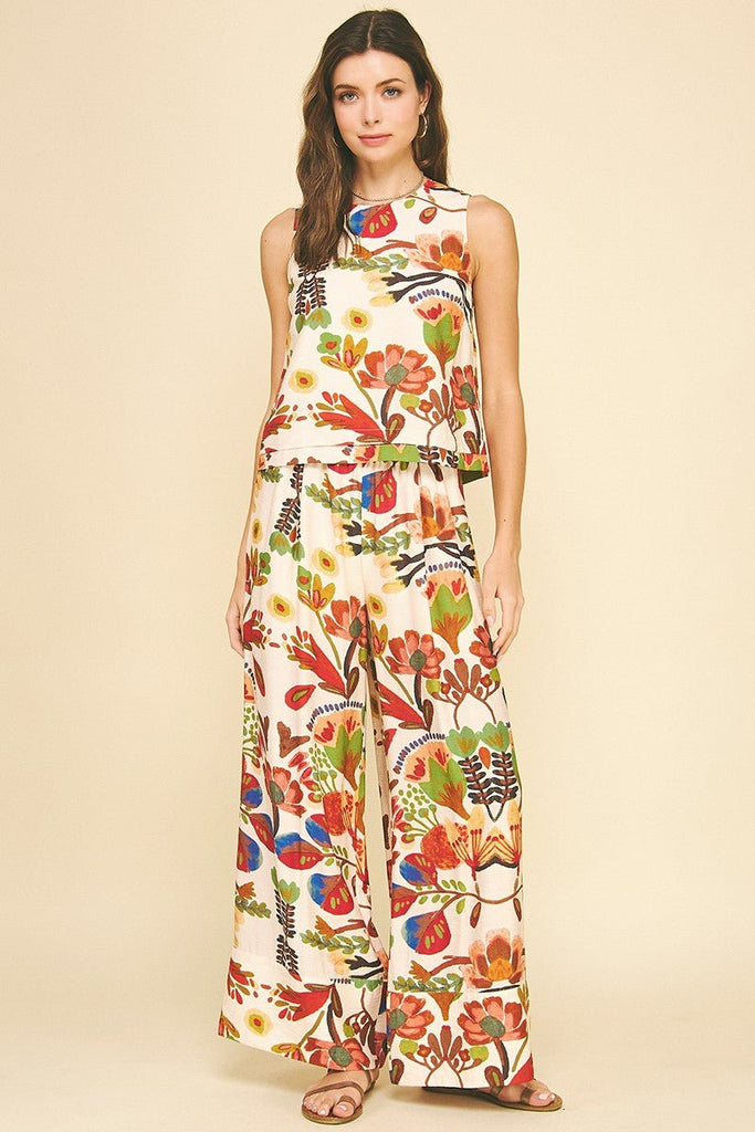Muted Floral Tank Blouse - MISRED