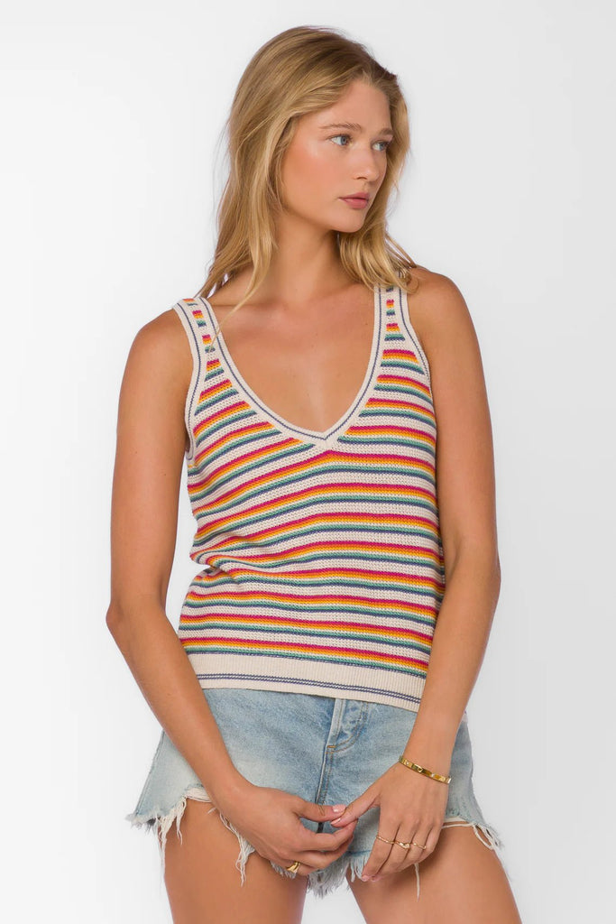 Nadia Rainbow Striped Knit Tank - MISRED