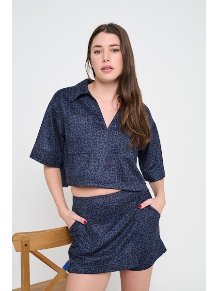 Navy Cheetah Print Skort - MISRED