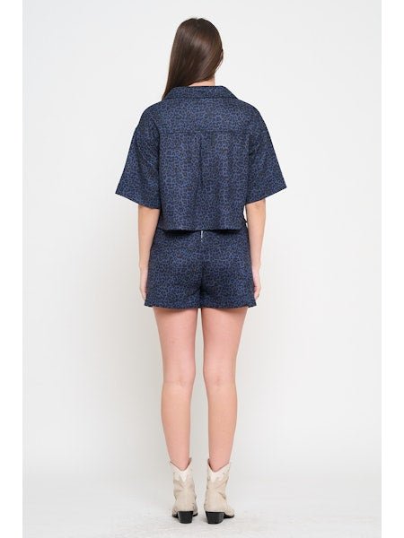 Navy Cheetah Print Top - MISRED