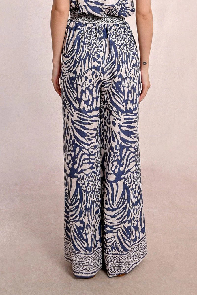 Navy Zebra Print Wide Leg Pant - MISRED