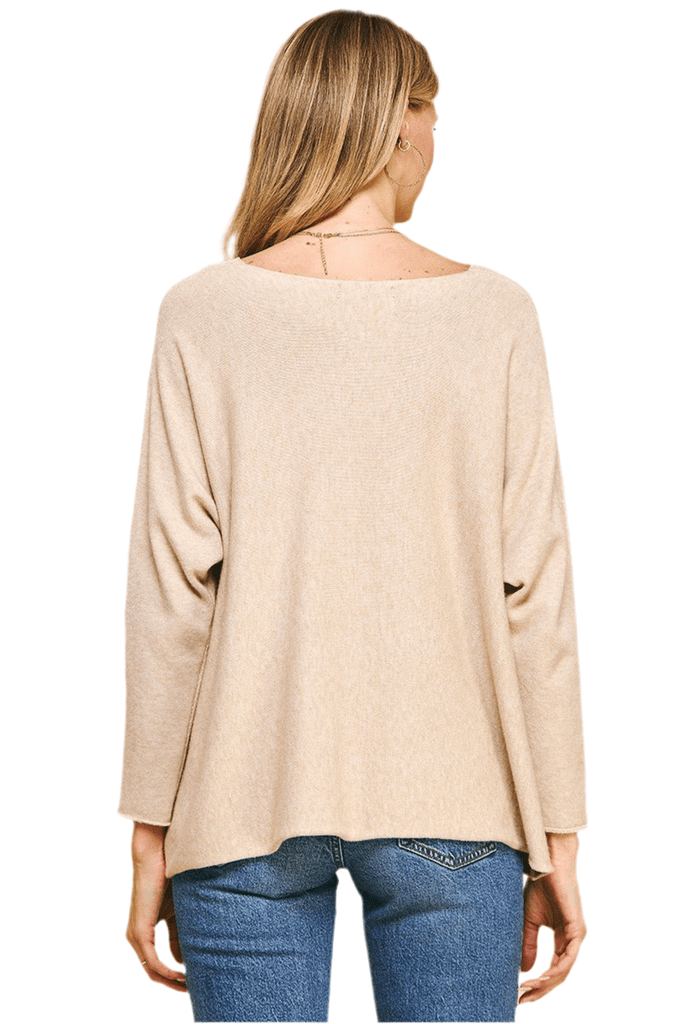 Oatmeal Boxy Cut Knit Sweater - MISRED