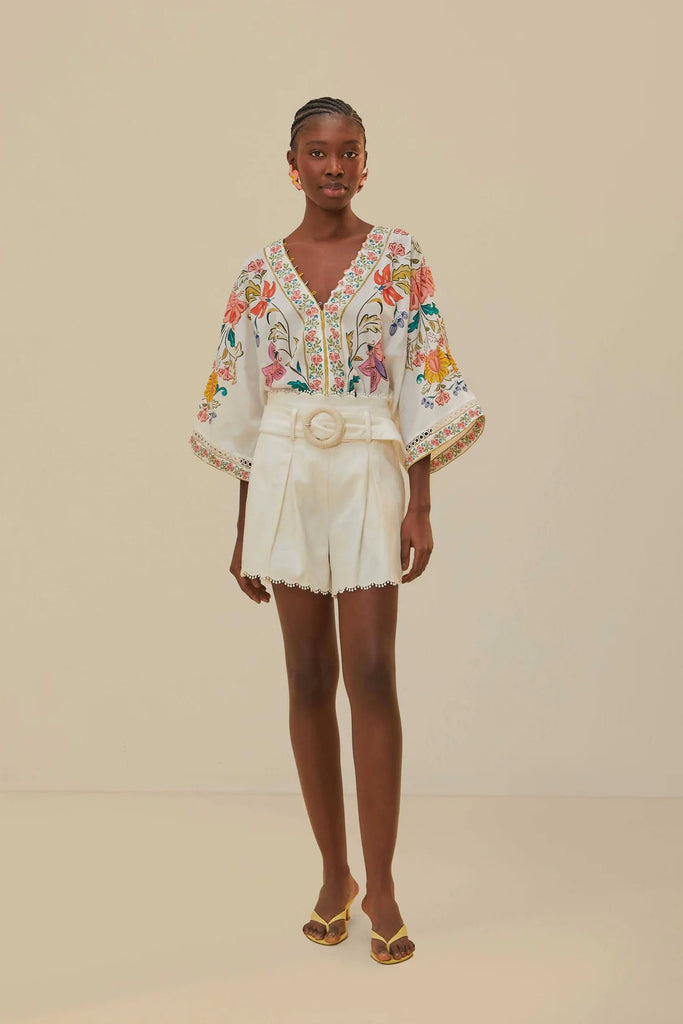 Off-White Insects Floral Bodysuit {Farm Rio} - MISRED