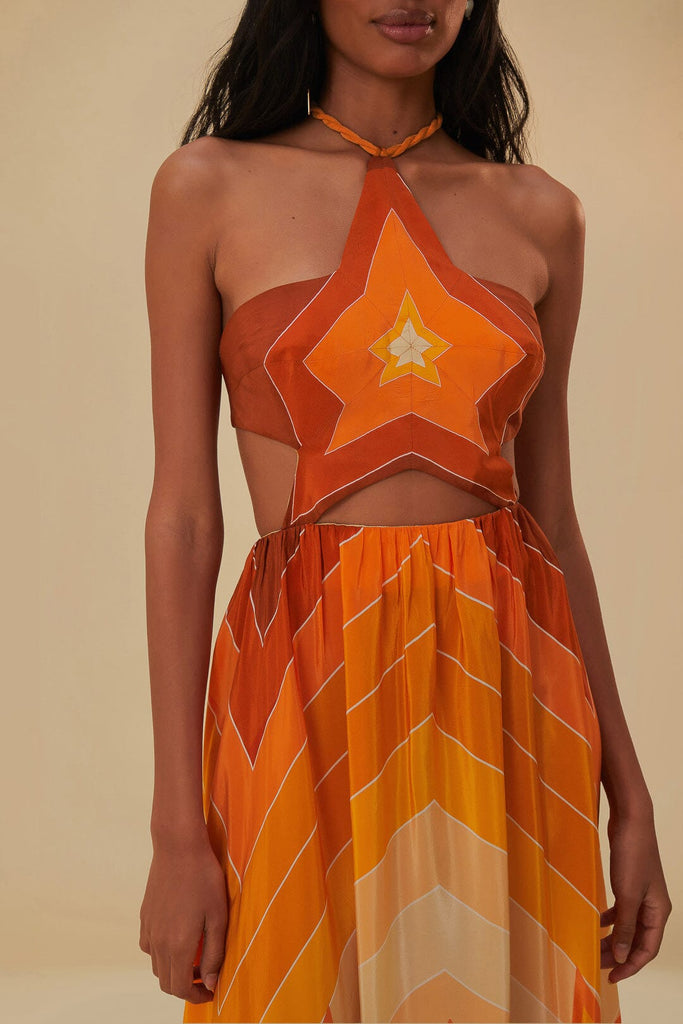 Orange Gradient Stripes Maxi Dress {Farm Rio} - MISRED