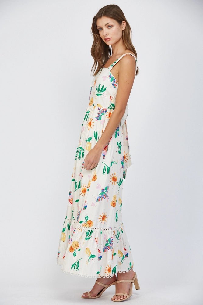 Orange Slice Tiered Maxi Dress - MISRED