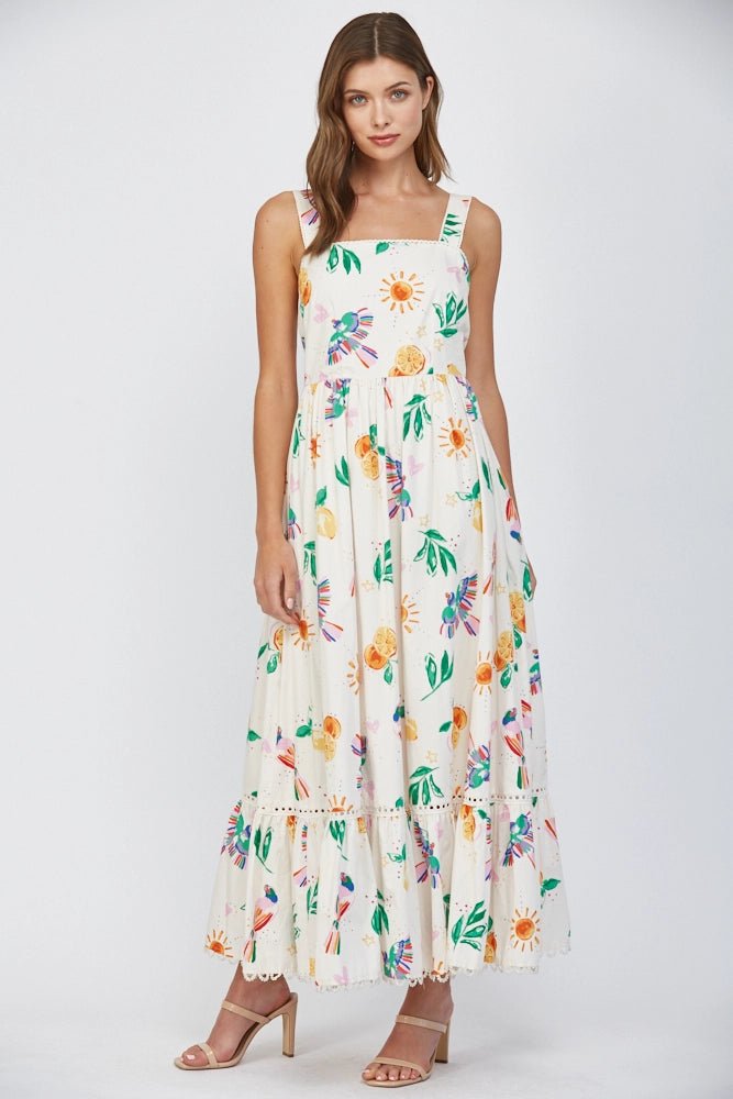 Orange Slice Tiered Maxi Dress - MISRED