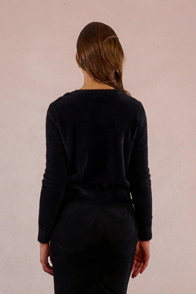Pearl Button Fuzzy Cardigan - MISRED