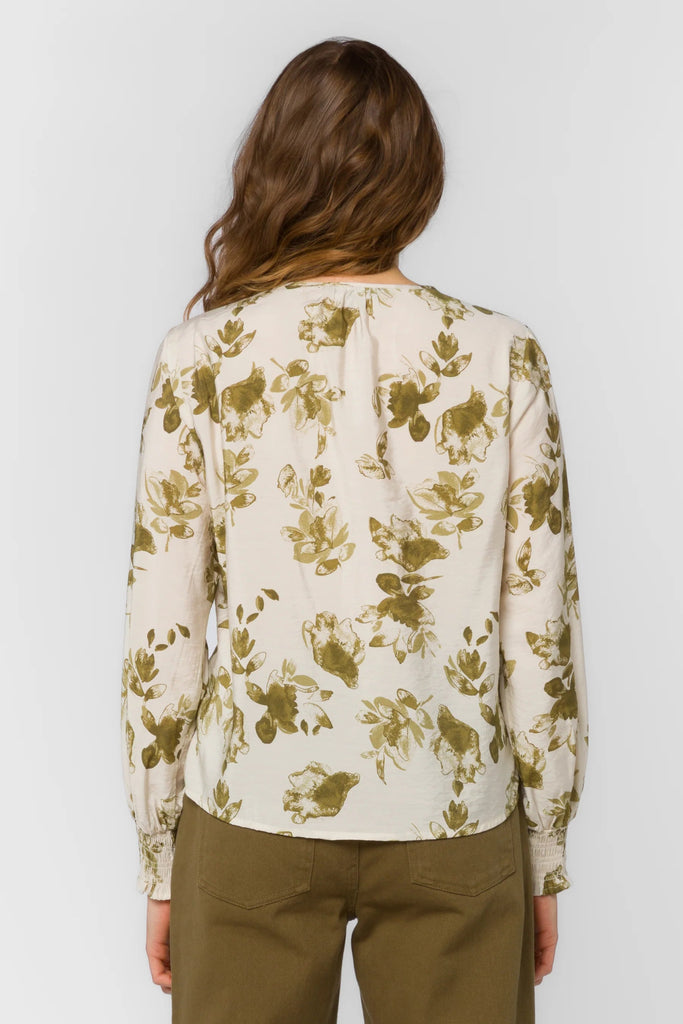 Penny Olive Shrub Pesant Blouse - MISRED
