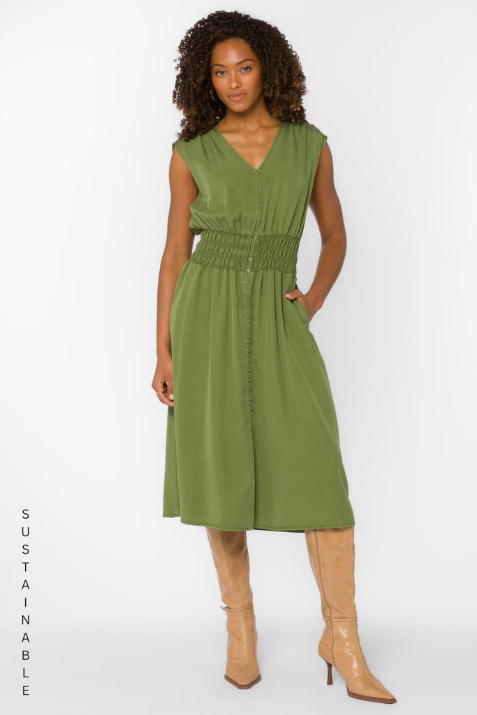 Persa Tencel Swing Skirt Midi Dress - MISRED