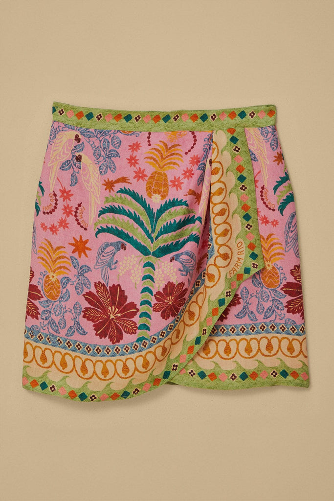 Pink Fruits Queen Scarf Mini Skirt {Farm Rio} - MISRED