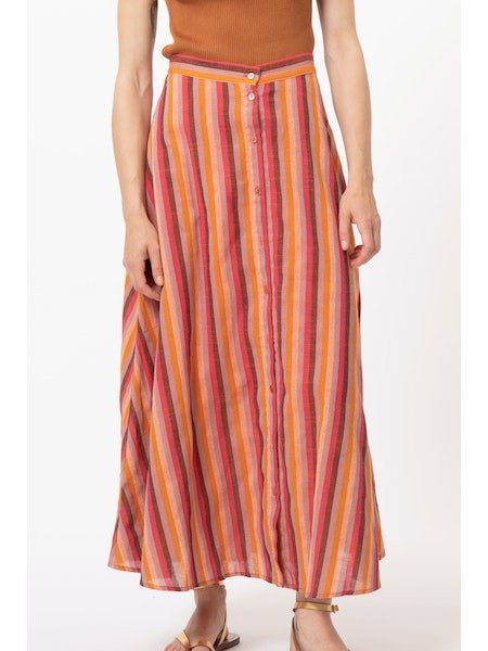Pink & Orange Striped Skirt - MISRED