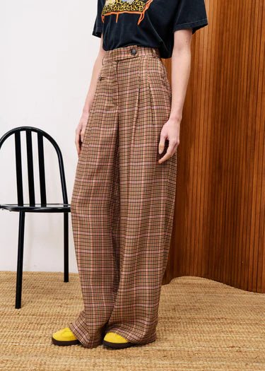 Plaid Wide - Leg Trousers - MISRED