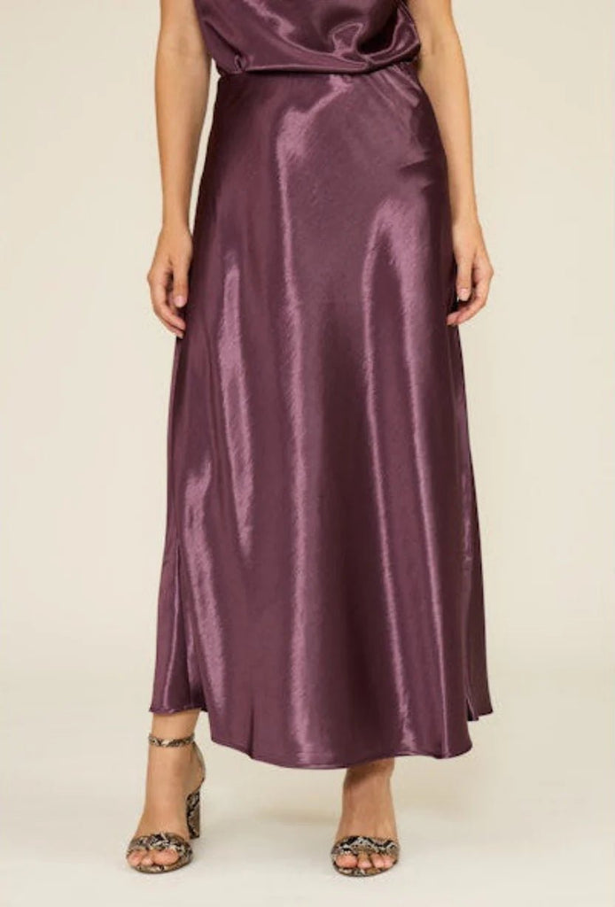 Plum Satin Maxi Skirt - MISRED