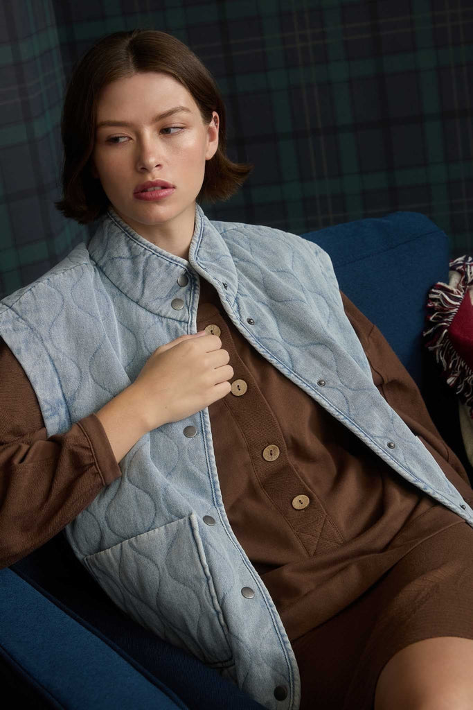 Quilted Denim Vest - MISRED