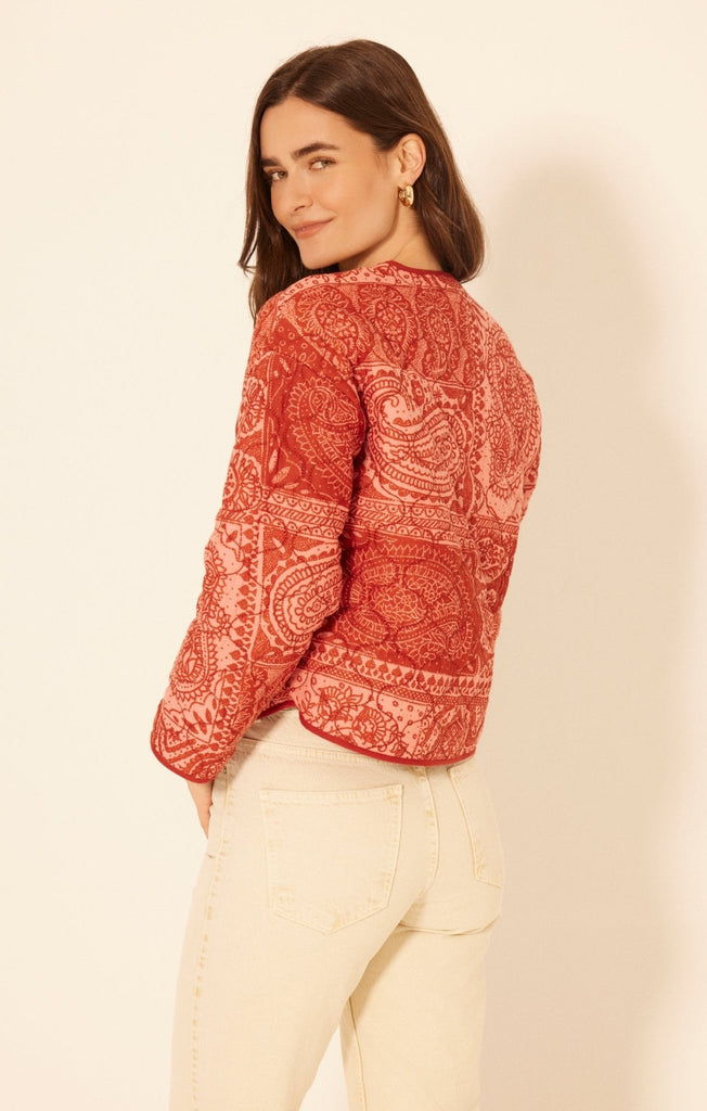 Red Bandana Quilted Jacket - MISRED