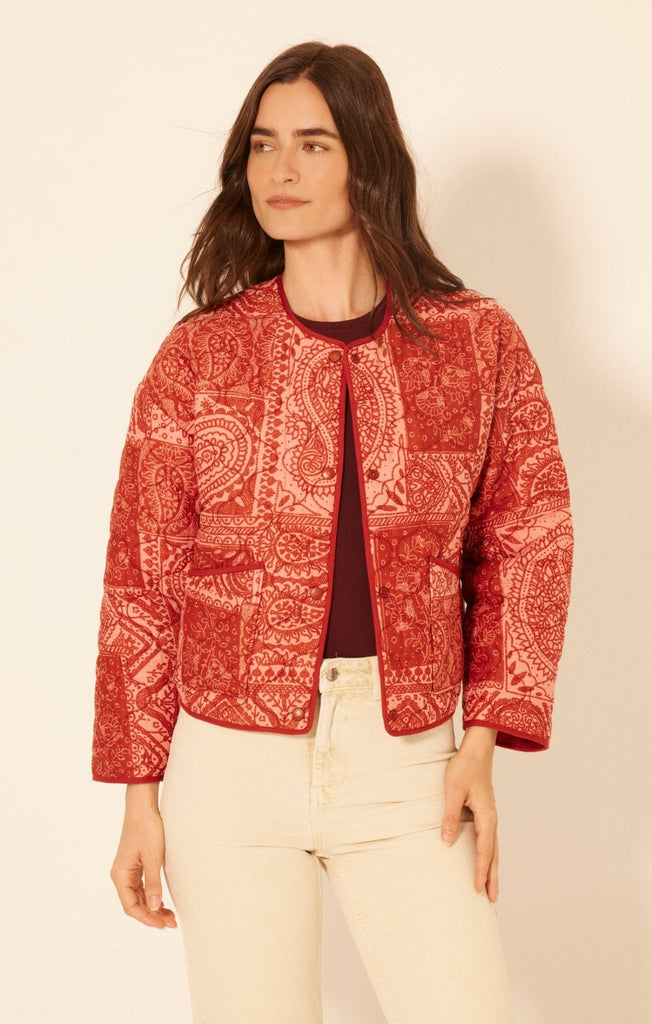 Red Bandana Quilted Jacket - MISRED