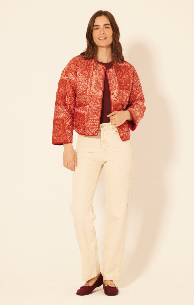 Red Bandana Quilted Jacket - MISRED