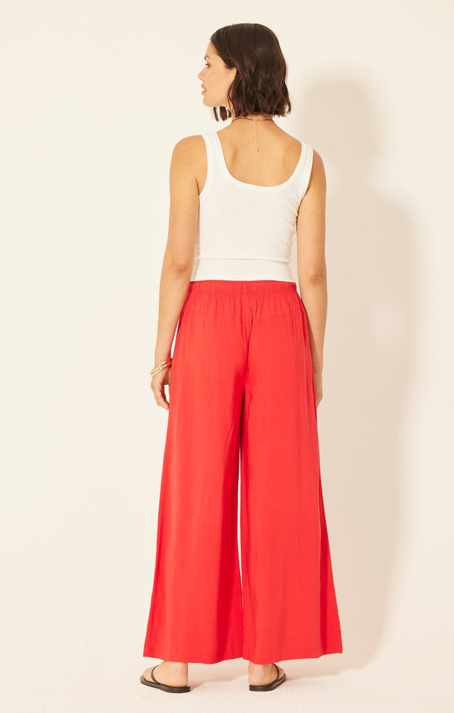 Red Drawstring Wide Leg Pants - MISRED
