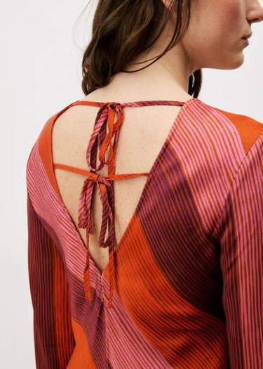 Red Striped Longsleeve Maxi Dress - MISRED