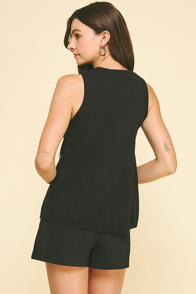 Rhinestone & Pearl Embroidered Knit Top - MISRED