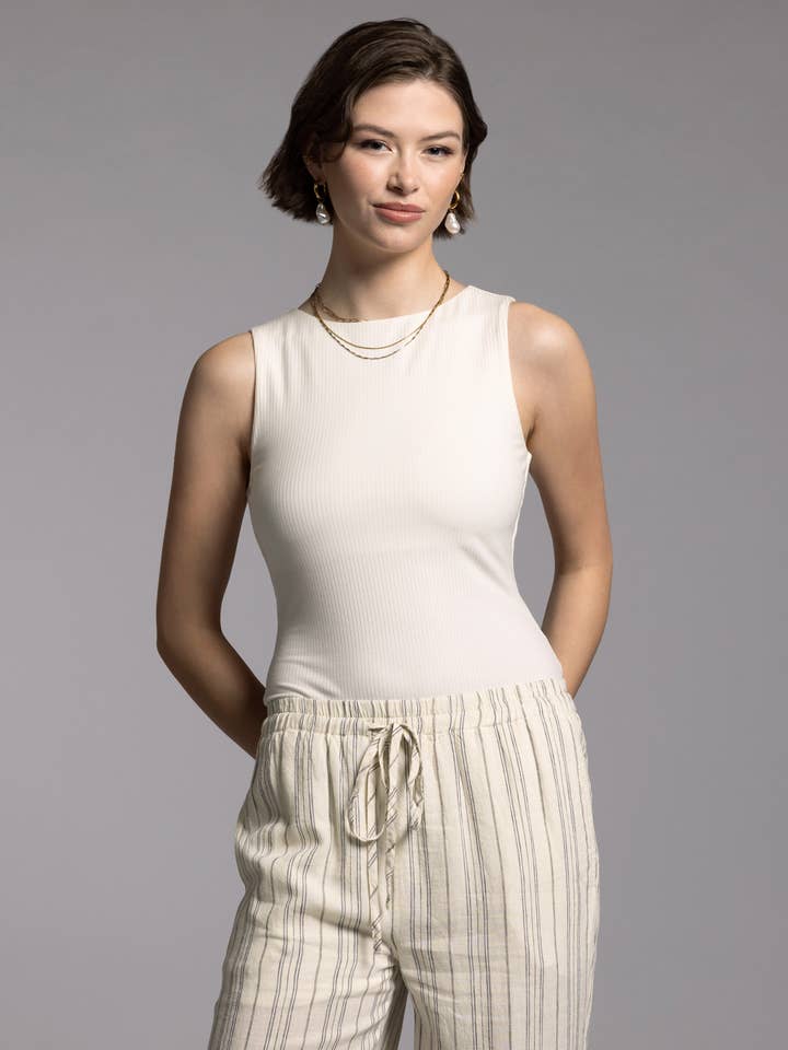 Ribbed Boat Neck Tank - MISRED