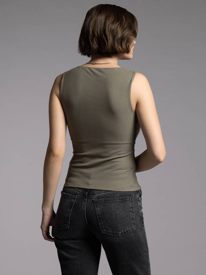 Ribbed Boat Neck Tank - MISRED