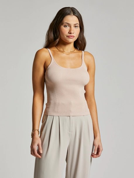 Ribbed Knit Spaghetti Tank - MISRED