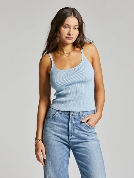 Ribbed Knit Spaghetti Tank - MISRED
