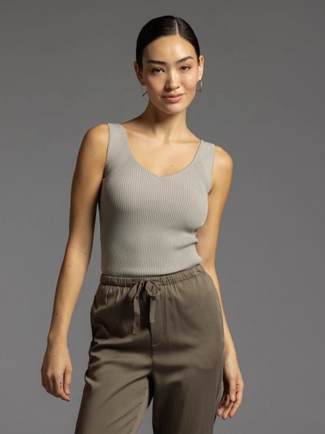 Ribbed Knit V - Neck Tank - MISRED