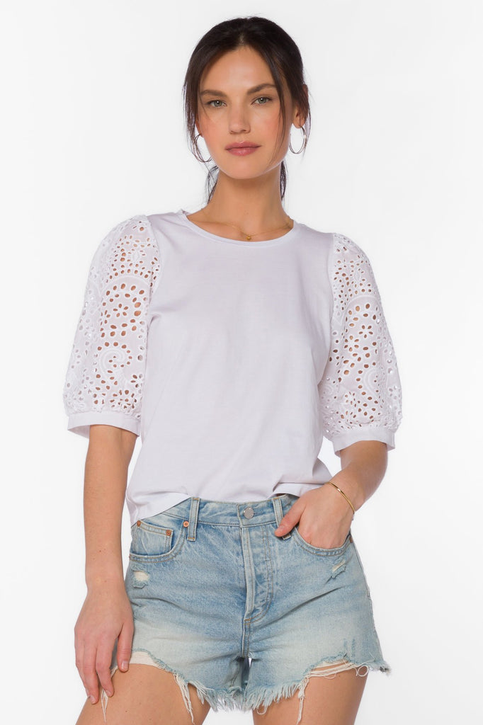 Ronan Optic White Eyelet Blouse - MISRED