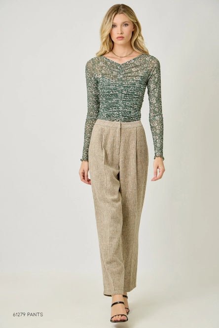Ruched Mesh Floral Top - MISRED