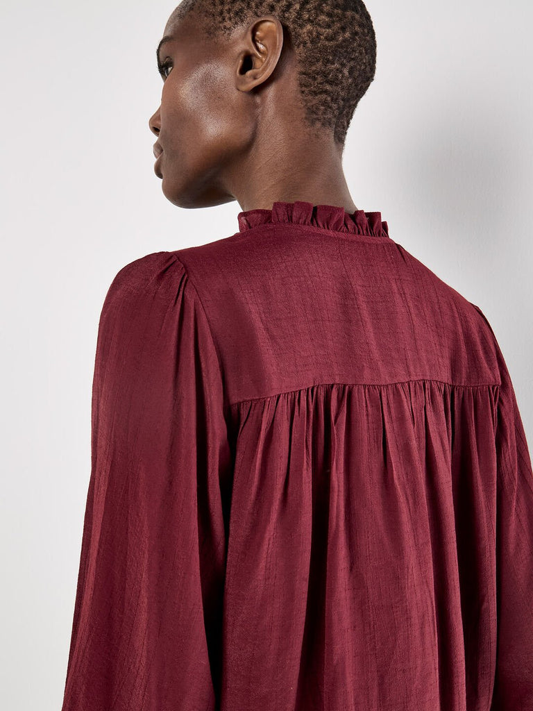 Ruffle V - Neck Button Up Top - MISRED