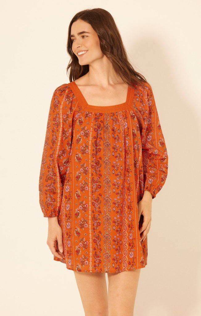 Rust Floral Mini Dress - MISRED