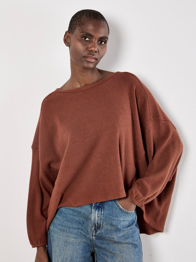 Rust Honeycomb Pleat Pullover - MISRED
