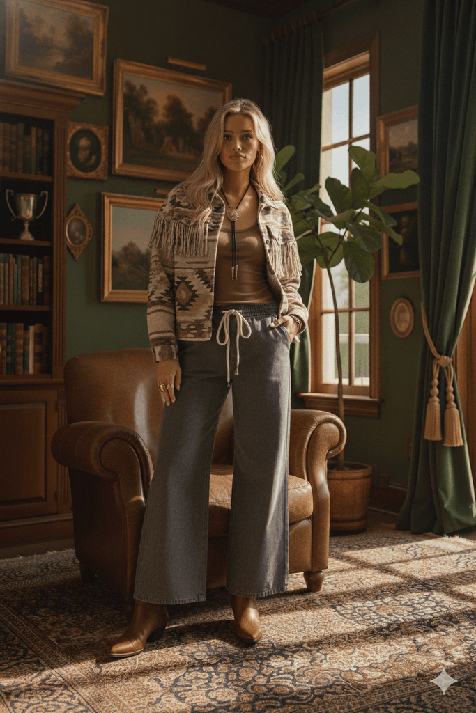 Sand Aztec Fringe Jacket - MISRED