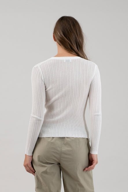Semi Sheer Button Front Cardigan - MISRED