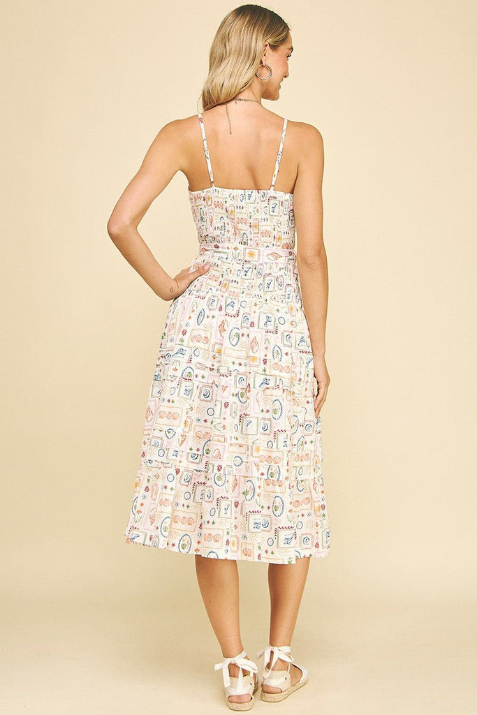 Shell Printed Midi Dress - MISRED