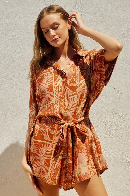 Sienna Rose Tropical Relaxed Romper - MISRED