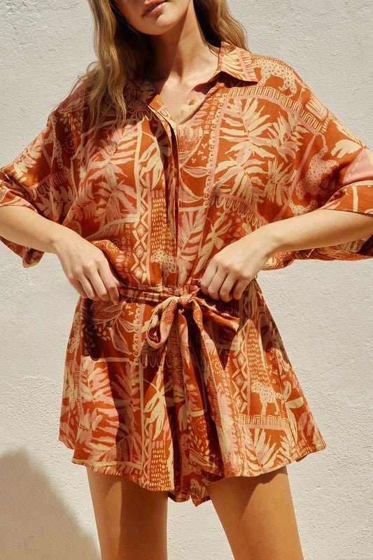 Sienna Rose Tropical Relaxed Romper - MISRED
