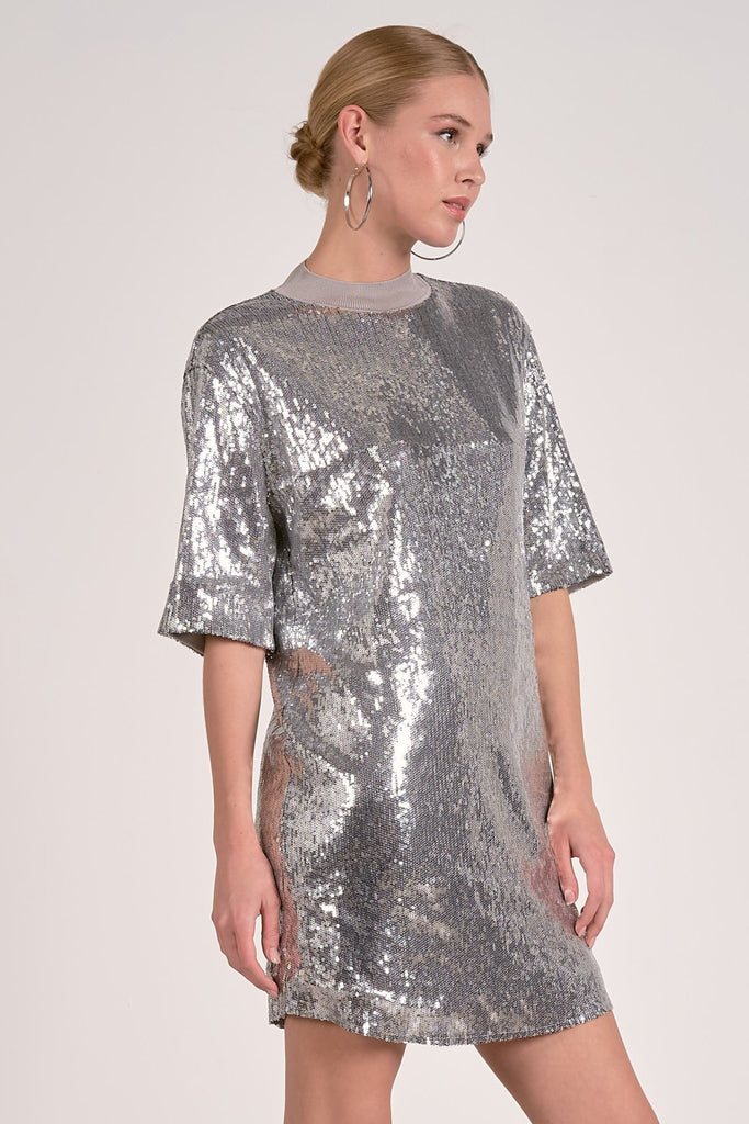 Silver Sequin Mini Dress - MISRED