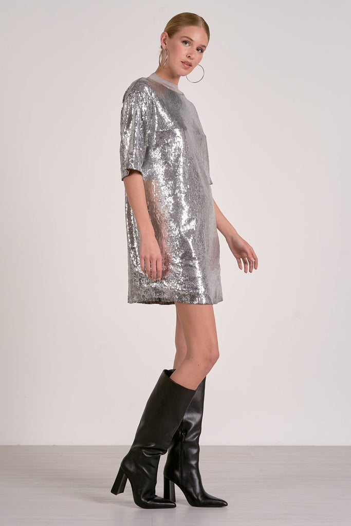 Silver Sequin Mini Dress - MISRED