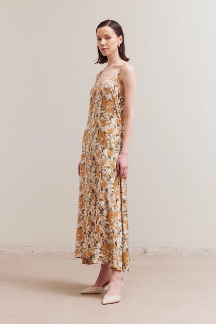 Sleeveless Floral Print Dress - MISRED
